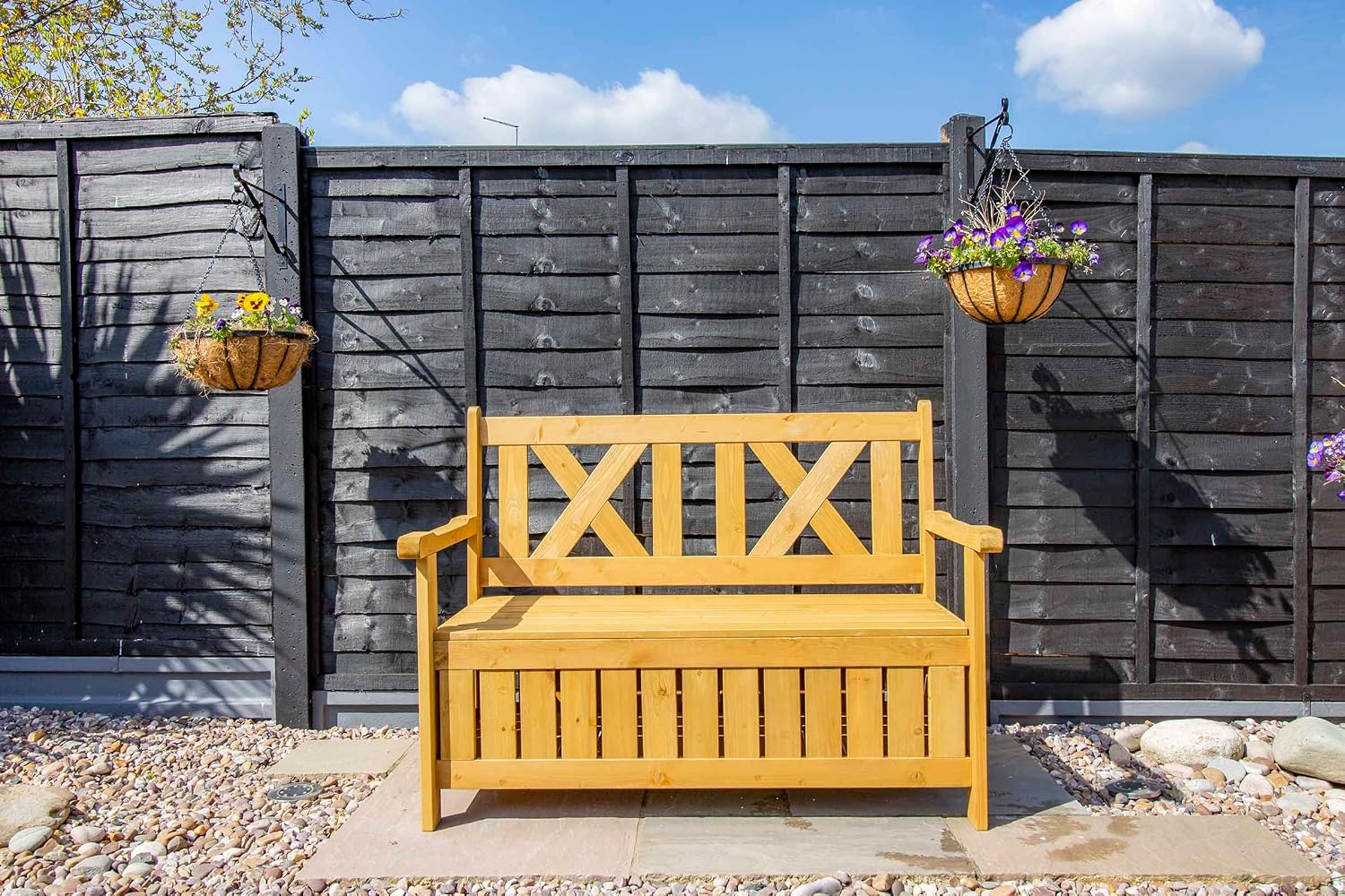 Wooden 2 Seater Outdoor Garden Bench with Built In Storage Seat