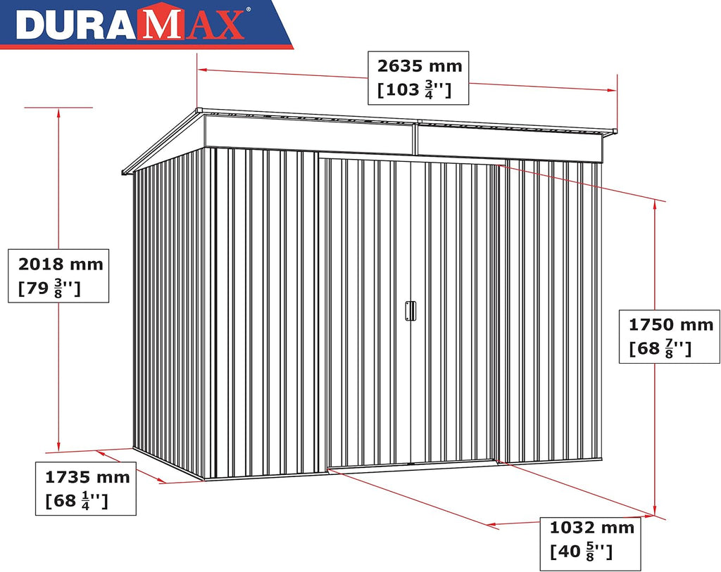 TOP Pent Roof Skylight 8 x 6 (4.86 m2) Metal Garden Shed