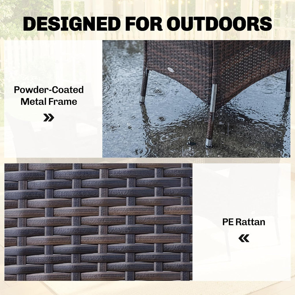 Rattan Garden Furniture Dining Set 6-seater Patio Rectangular Table Cube Chairs Outdoor Fire Retardant Sponge Brown