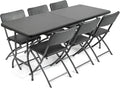 Garden Table and Chairs Set 6 Seater Rattan Effect Folding Patio Furniture (6ft)