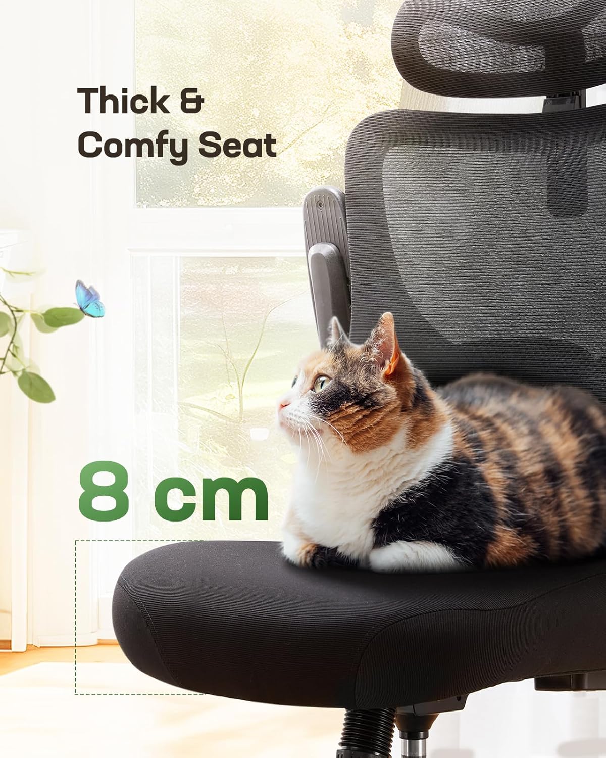 Office Chair: Computer Desk Chair with High Back Adjustable Lumbar Support 3D Armrests and Headrest 101°-120°Rocking Mesh Swivel Task Chairs for Home Office