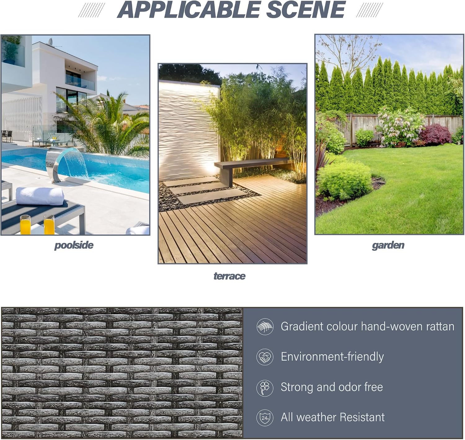 6 Seater Rattan Corner Sofa Set Rattan Garden Furniture Set All-Weather PE Rattan Wicker Patio Conversation Set with Modern Glass Coffee Table and Washable Cushions (Gray)