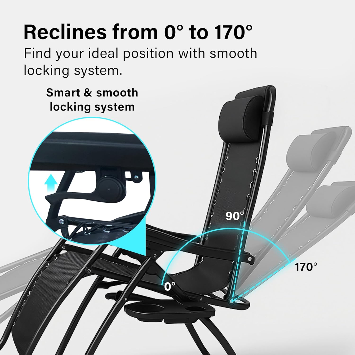Set of 2 Folding Reclining Adjustable Zero Gravity Lounge Chairs