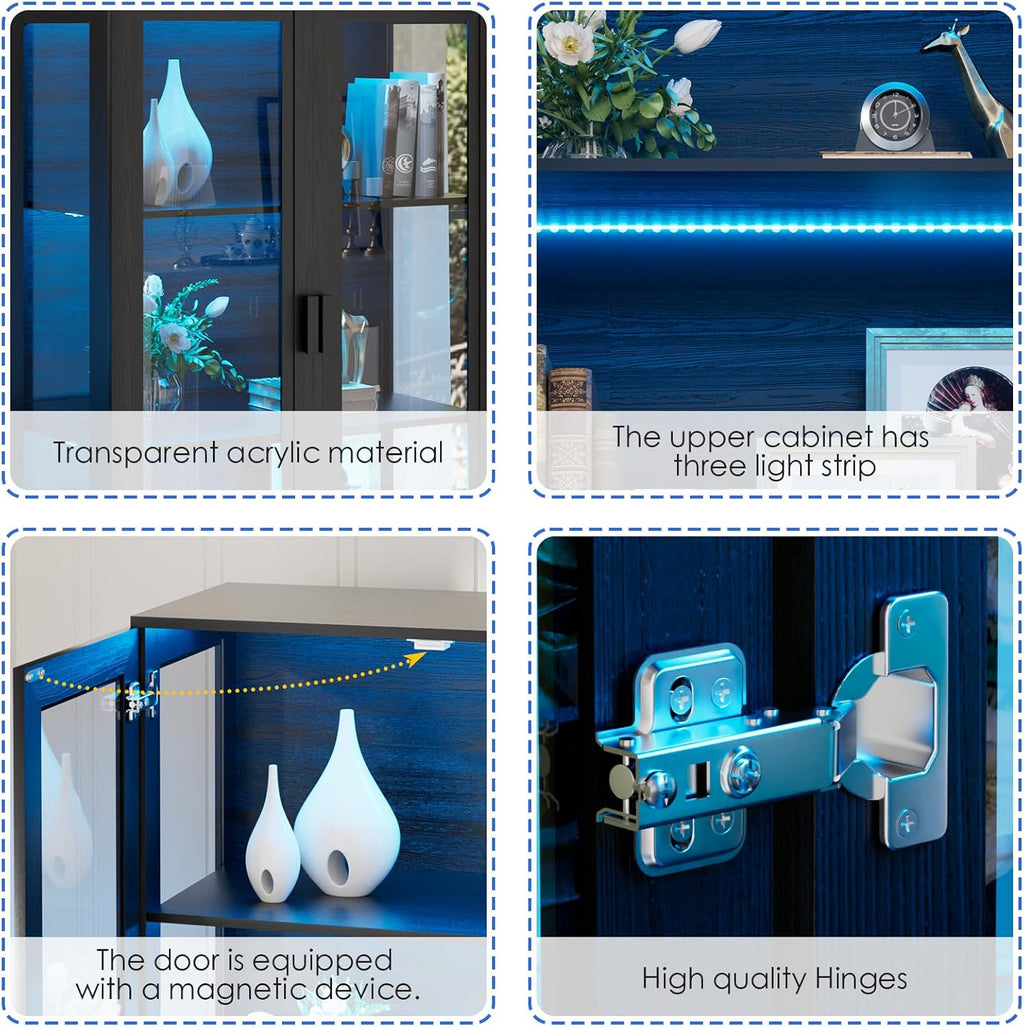 Cabinet with Glass Doors and 3 Color Lights