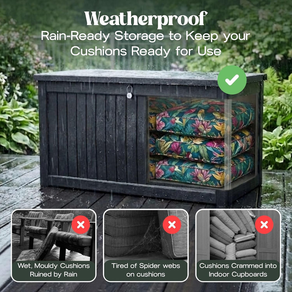 870L XXL Recycled Lockable Outdoor Garden Storage Box &amp; Bench Seat