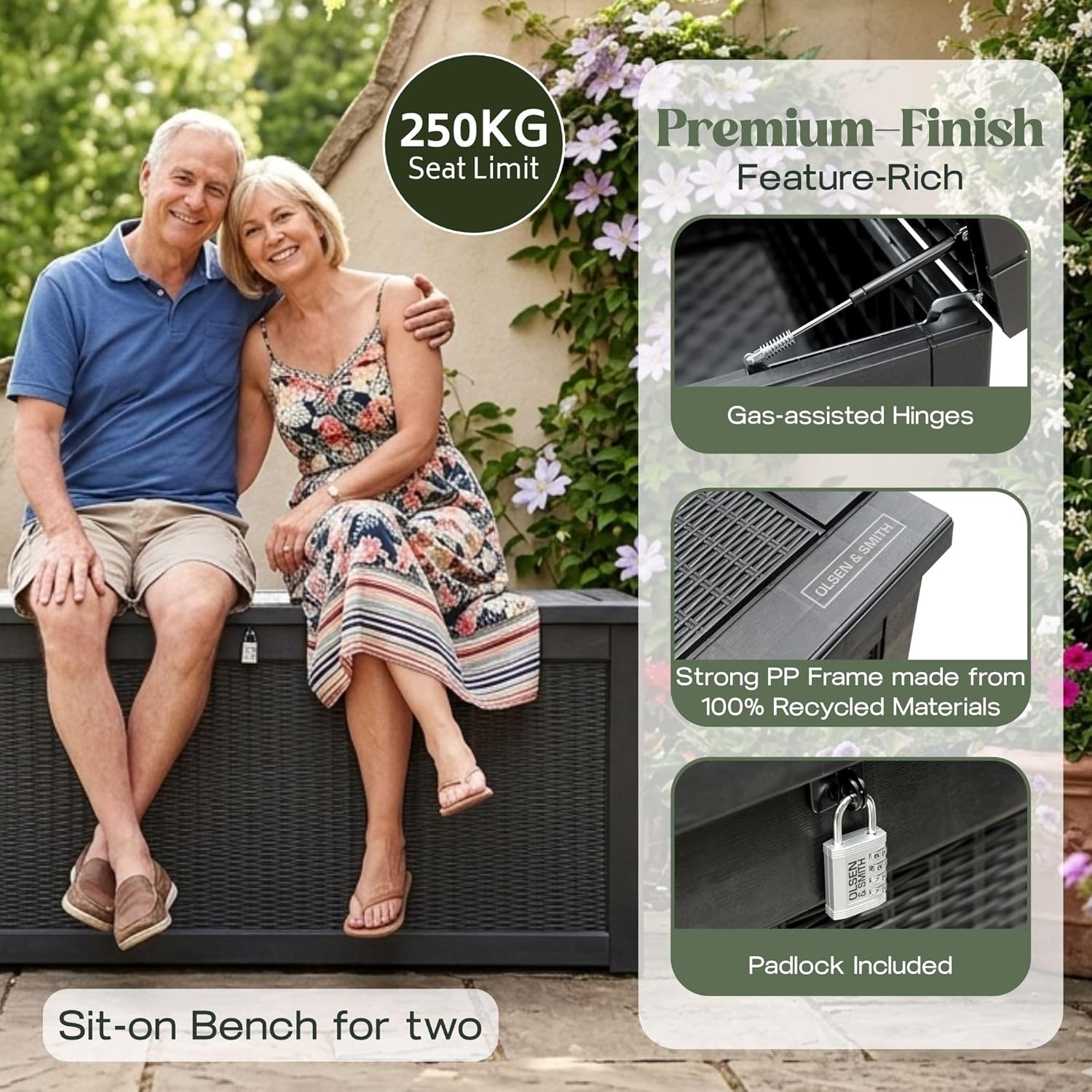 980L XXL Garden Storage Box &amp; Bench Seat
