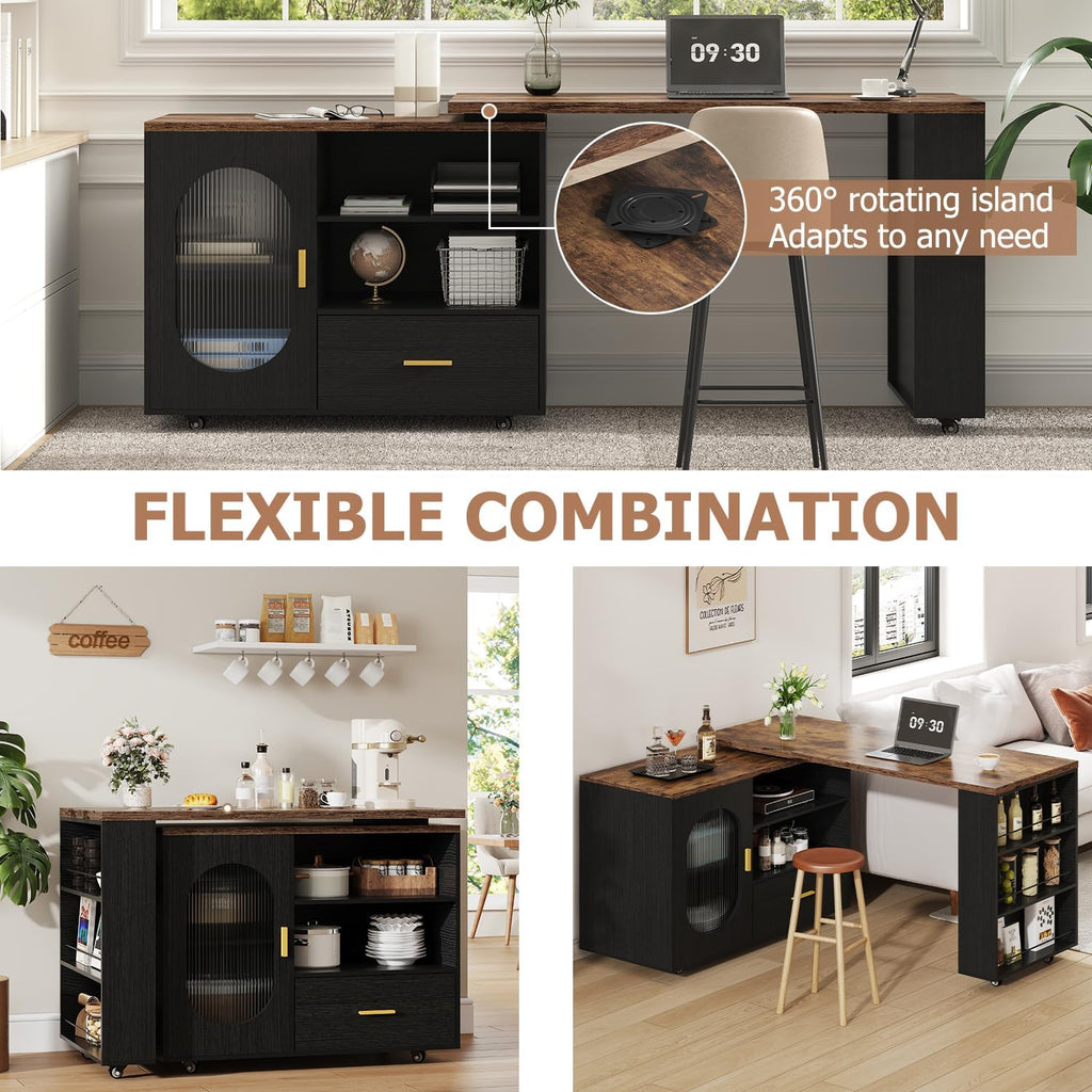 Black Kitchen Island on Wheels