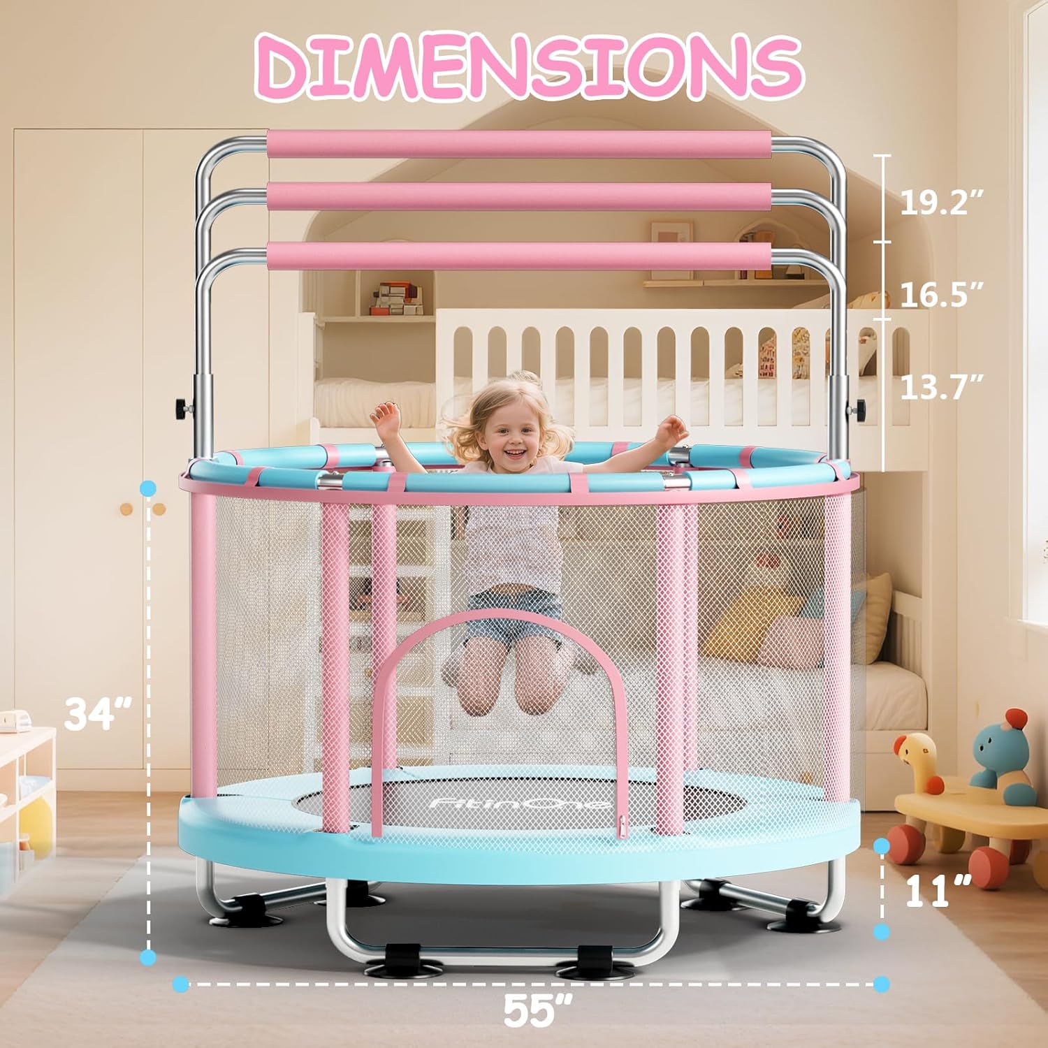 55" Toddler Mini Trampoline for Kids