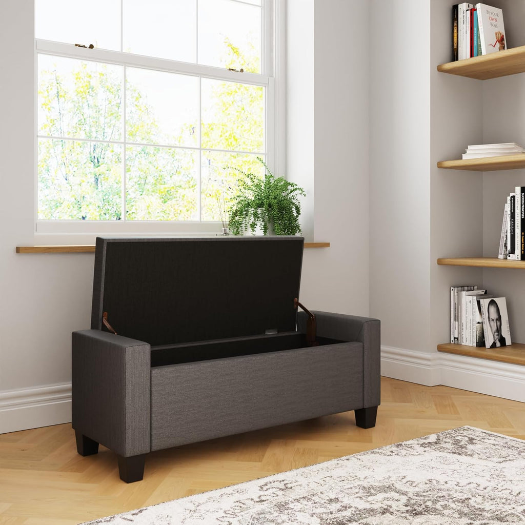 Grey Ottoman Blanket Storage Box