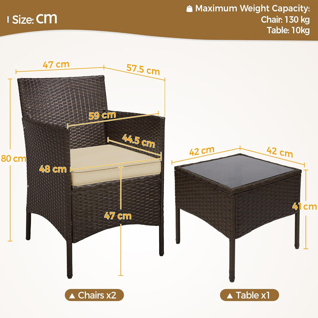 3-Piece Rattan Garden Set