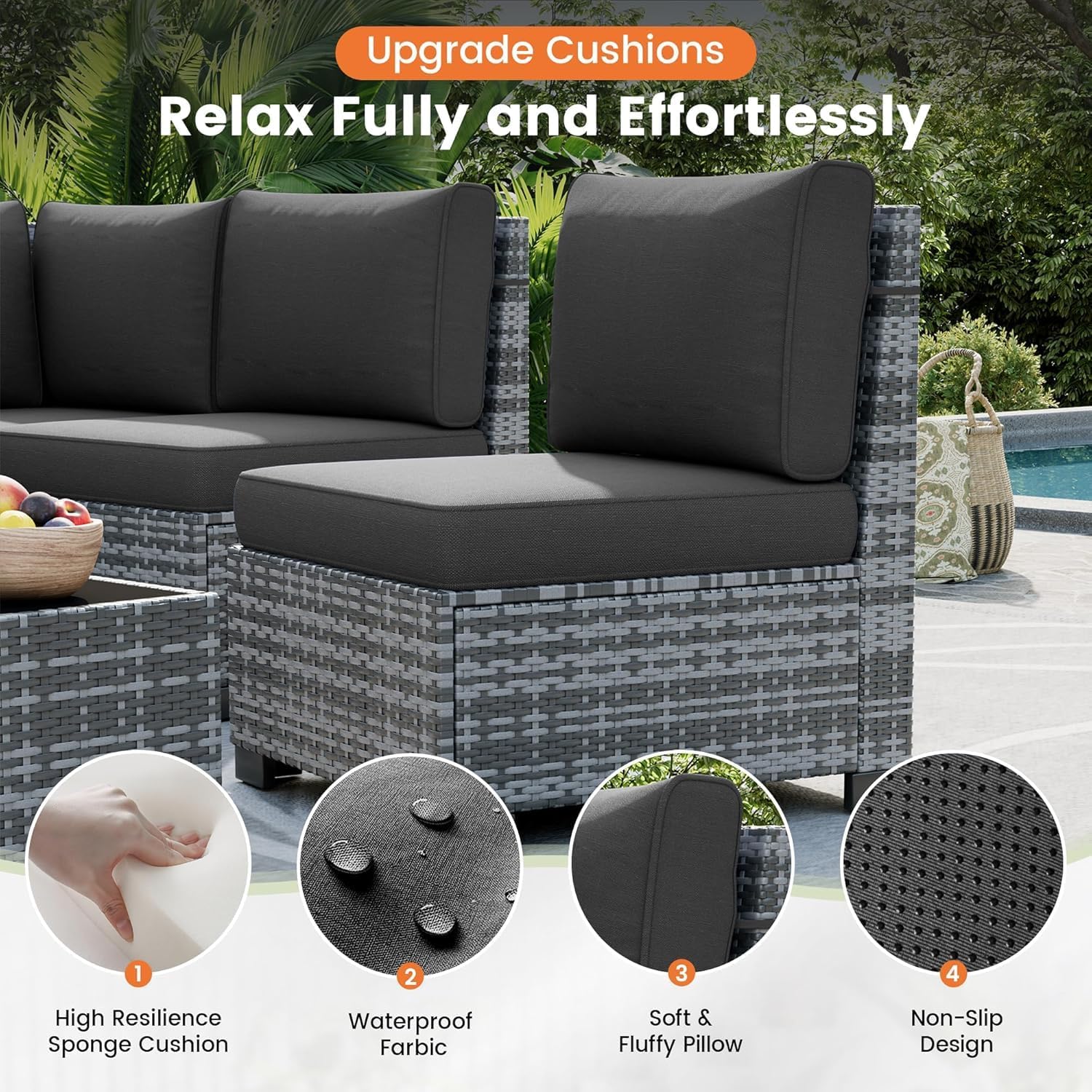 Rattan Patio Furniture with Fire Pit Table