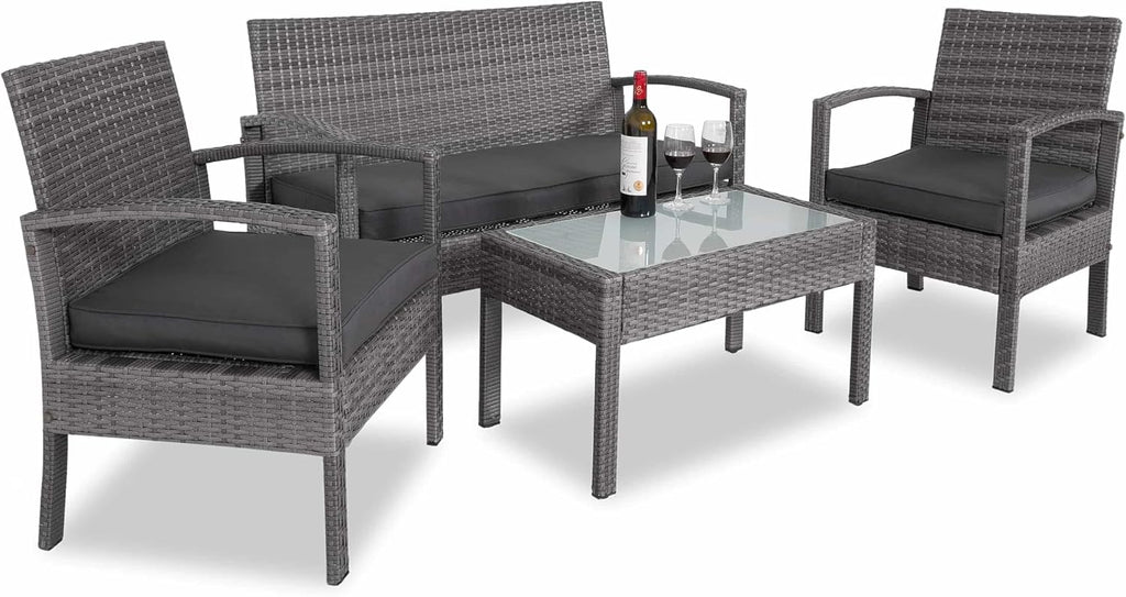4 Piece Rattan Garden Furniture Set