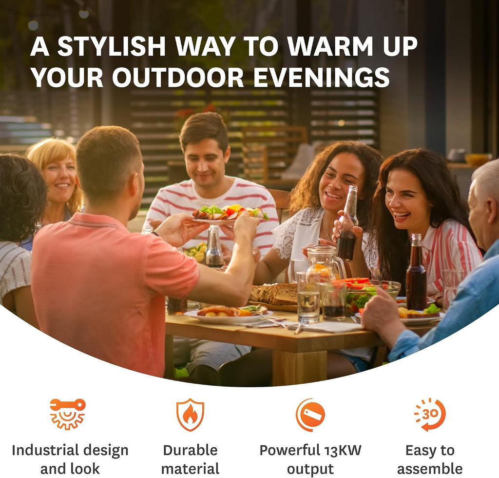 Umbrella Gas Patio Outdoor Heater - Heat Adjustable 13KW - Easy Ignition