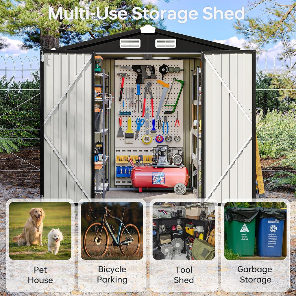 6 × 4ft Metal Garden Storage Shed