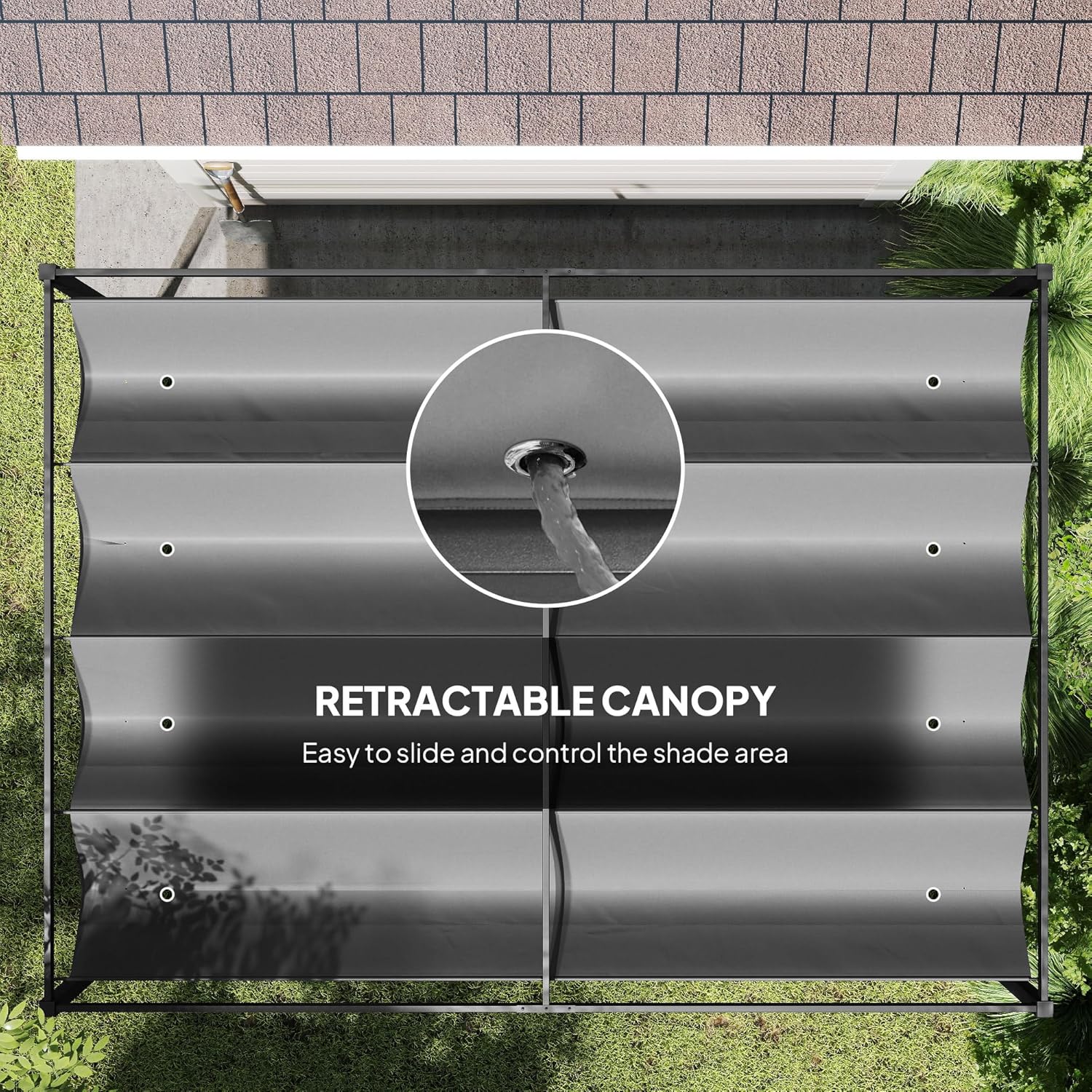4 × 3m Metal Pergola with Retractable Roof