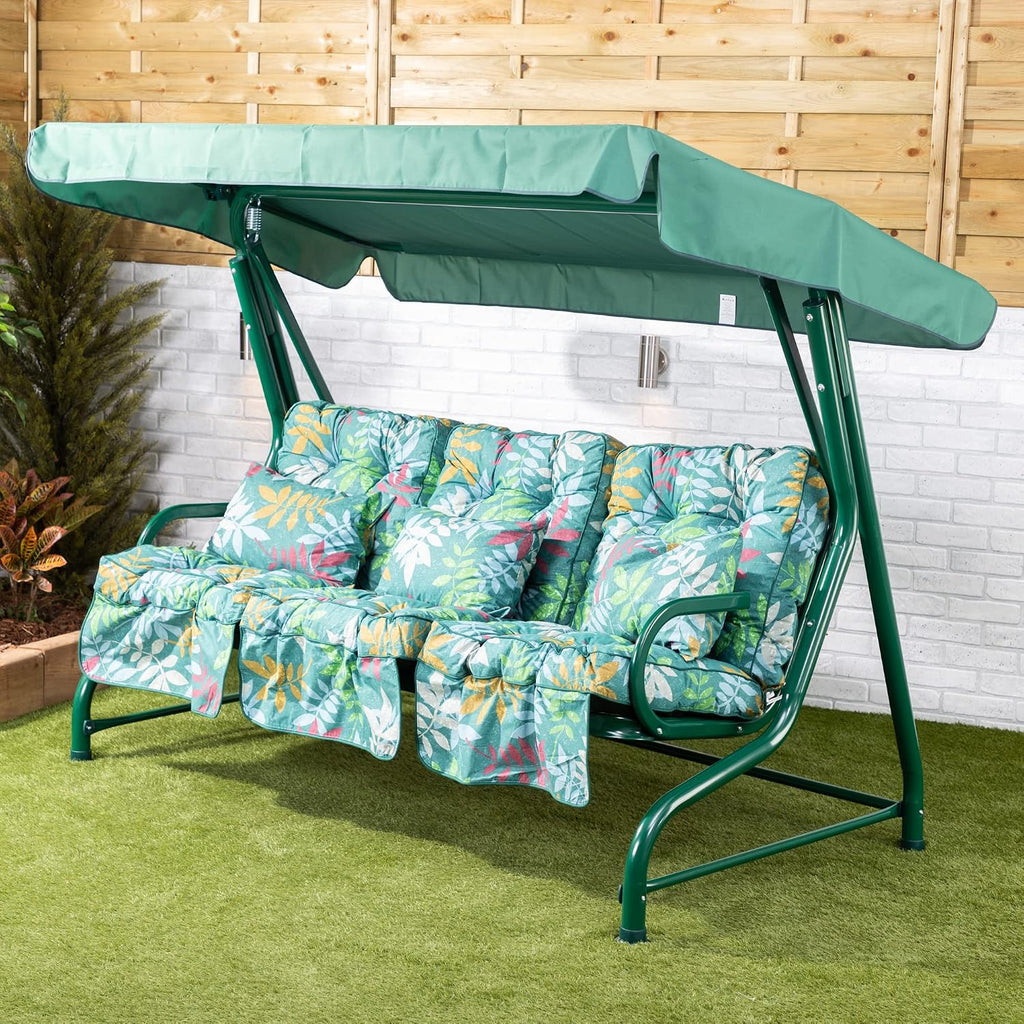 3 Seater Garden Swing Seat with Adjustable Water-Resistant Canopy and Classic Cushions