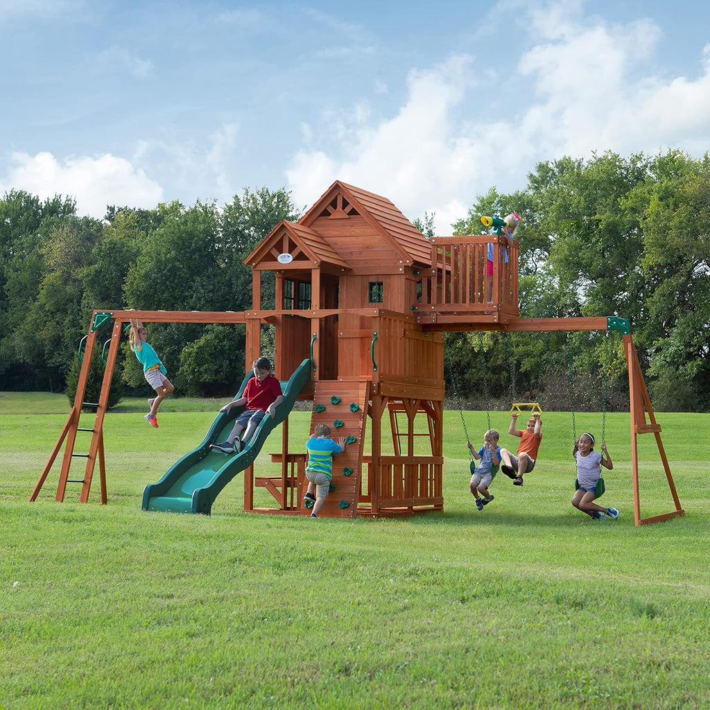 II Wooden Climbing Frame &amp; Swing Set with Slide