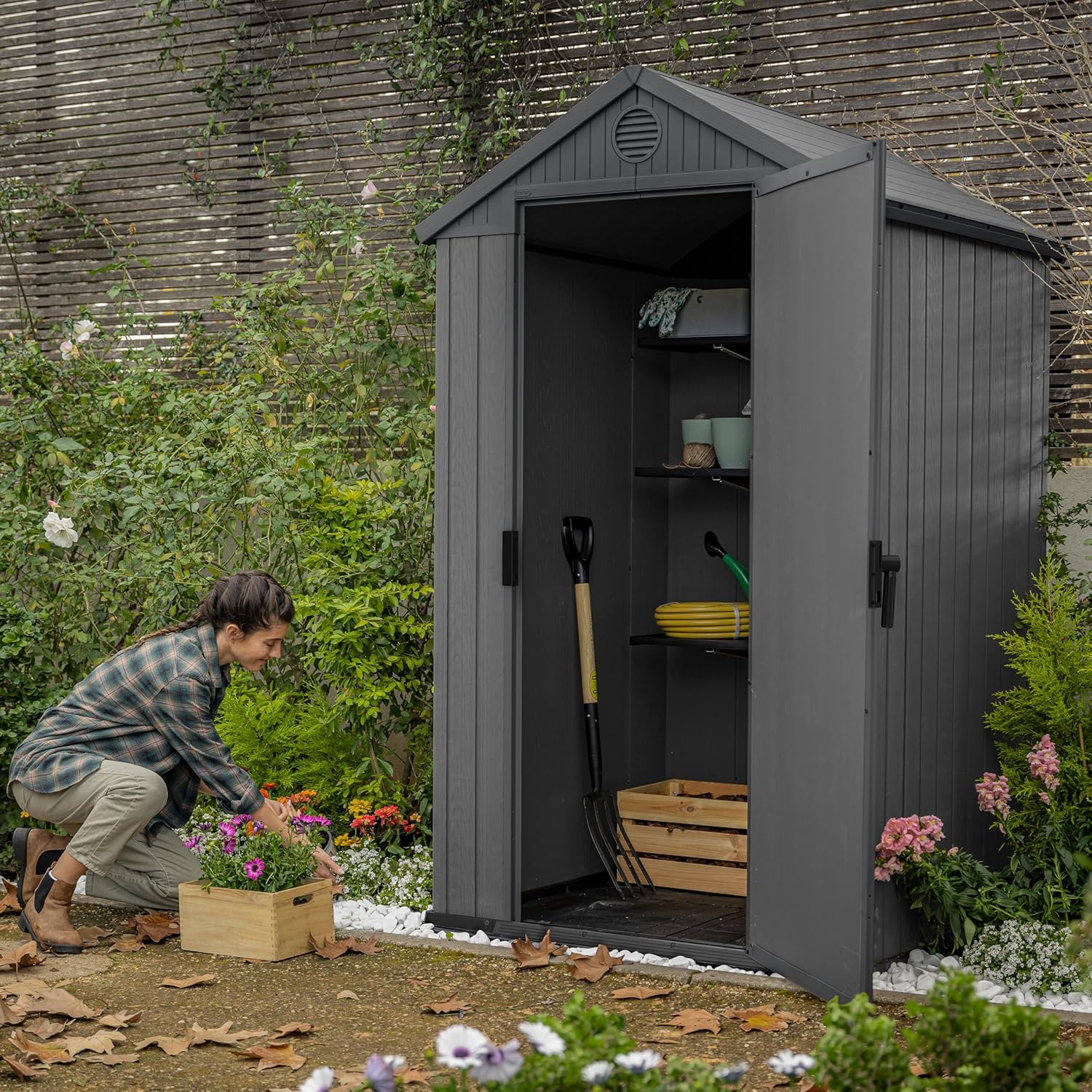 4x4 Outdoor Storage Shed - Grey