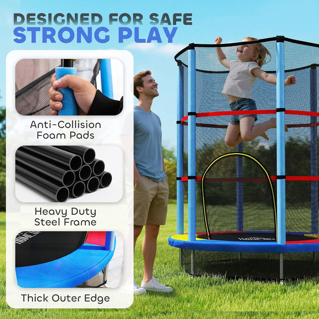4.6FT Kids Trampoline for Toddlers Outdoor Indoor w/Enclosure Net