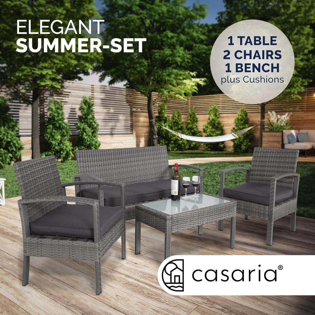 4 Piece Rattan Garden Furniture Set