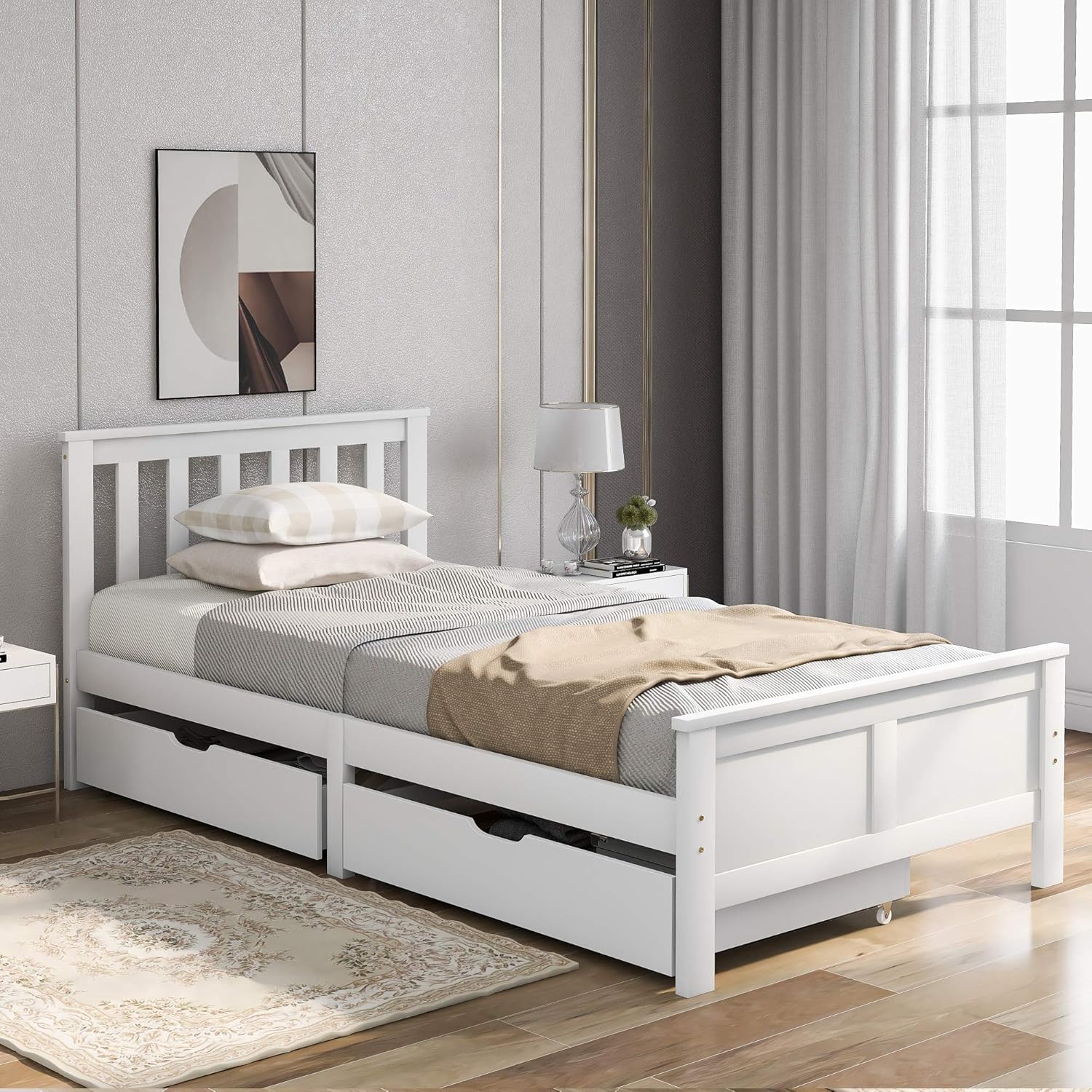 Designs Wooden Solid Pine Storage Bed With Drawers Bed Frame 3ft Single,90 x 190 cm