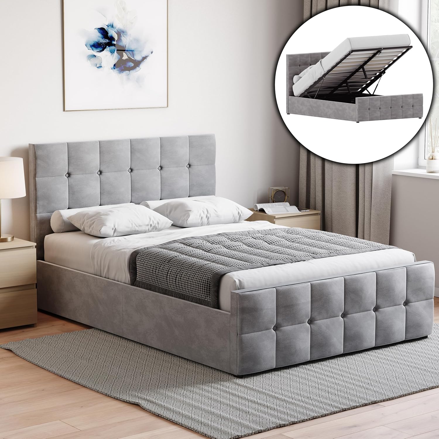 Valentina Double Ottoman Storage Bed Frame