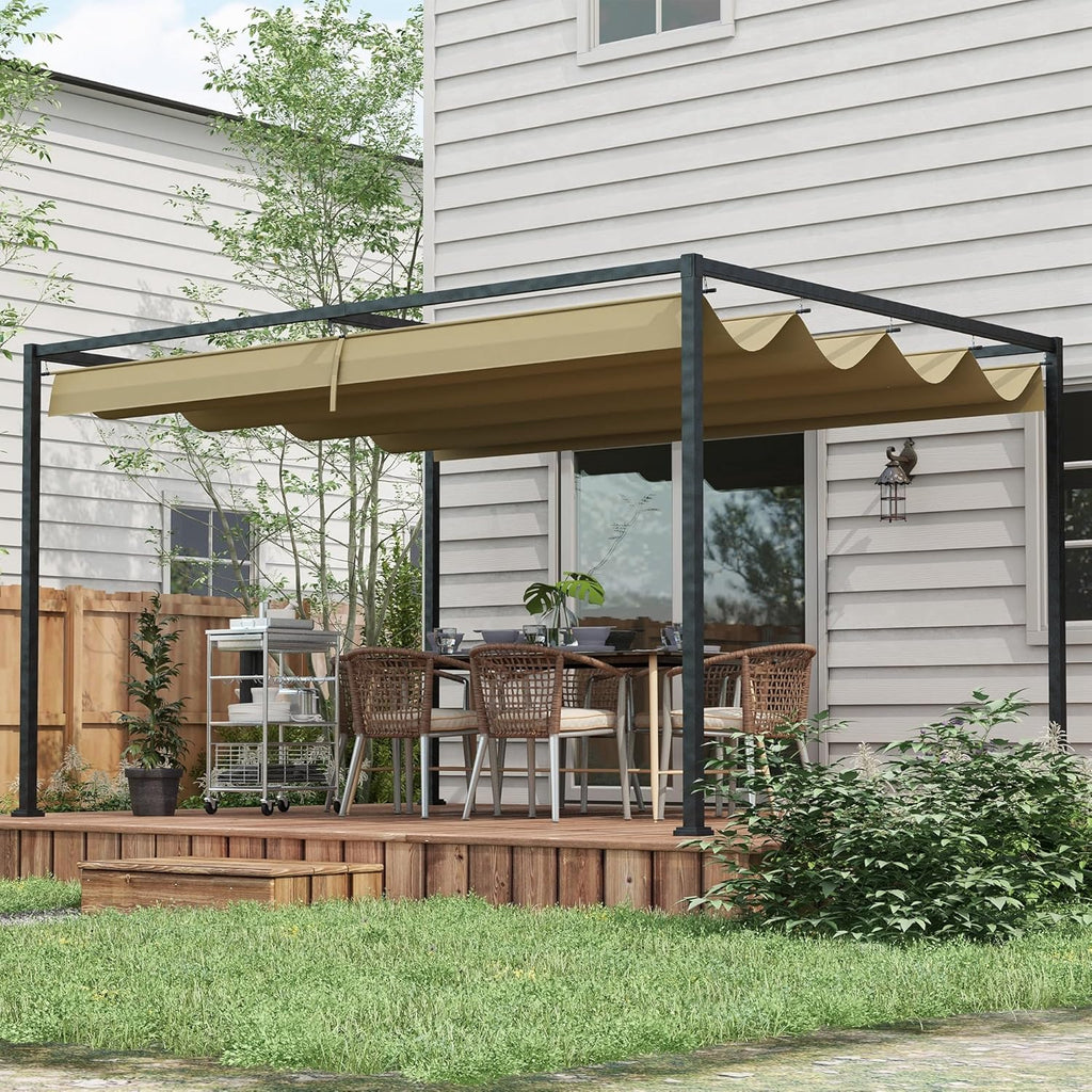 3 x 2m Metal Outdoor Pergola with Retractable Roof