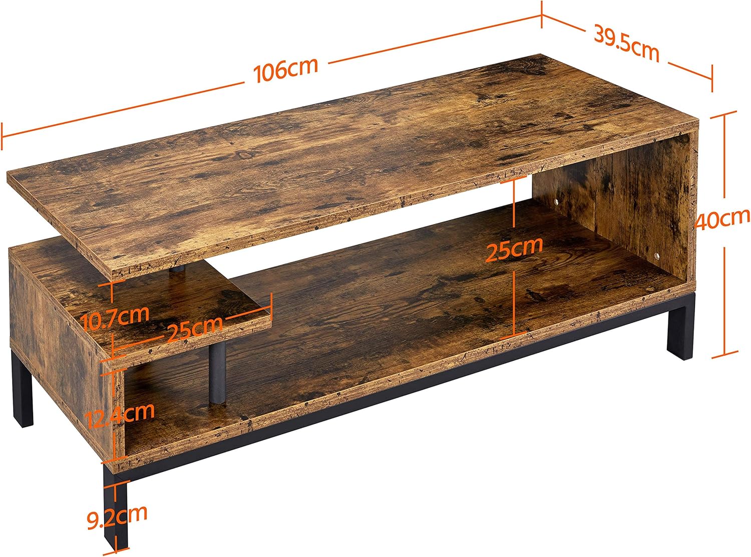 Industrial-Style TV Stand with Open Storage Shelves