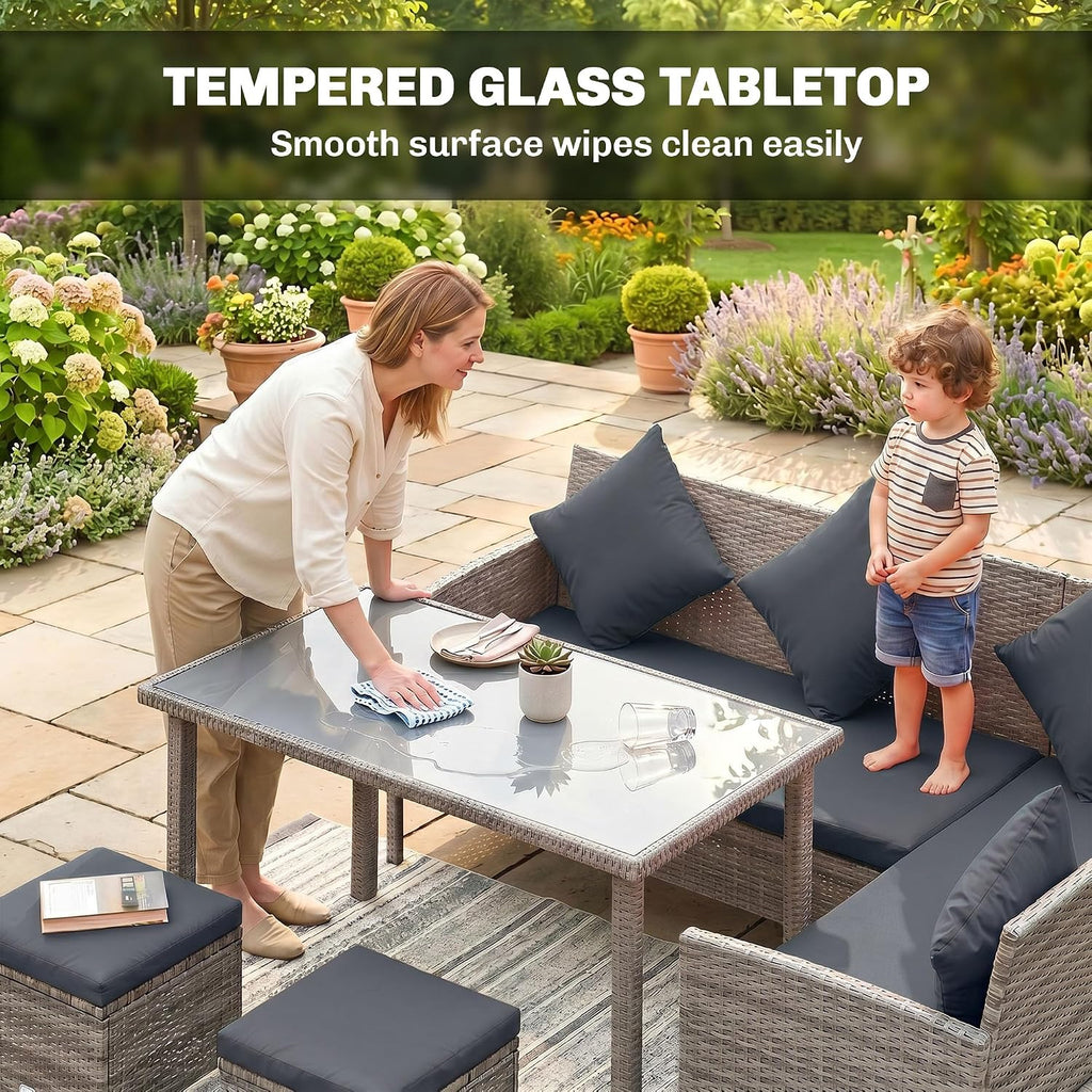 5 Pieces Rattan Garden Furniture Set