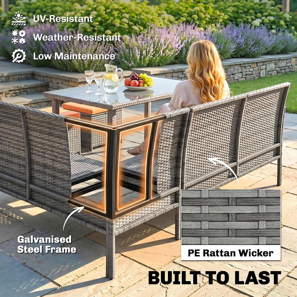 5 Pieces Rattan Garden Furniture Set