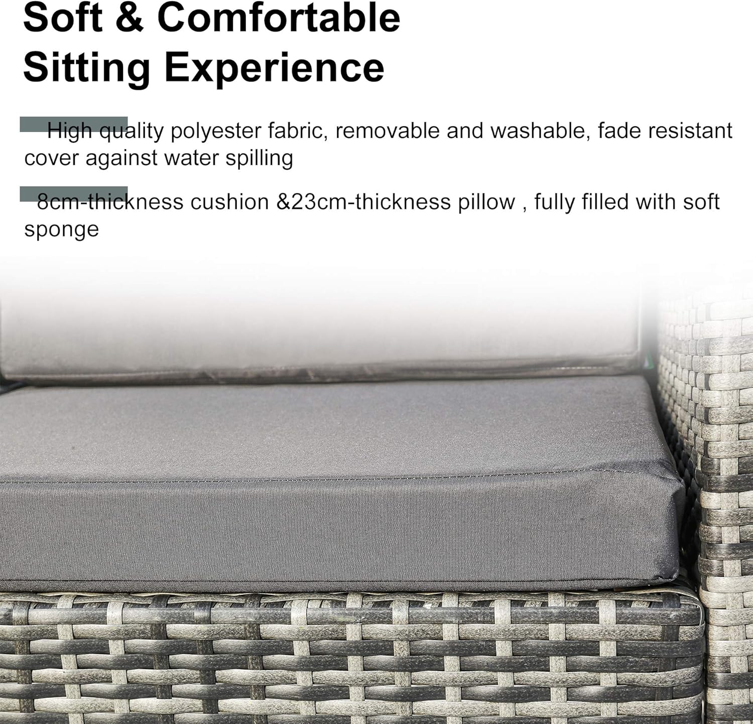 Garden Corner Sofa Rattan Patio Set Garden Entertaining Furniture Lounge Set (Grey)